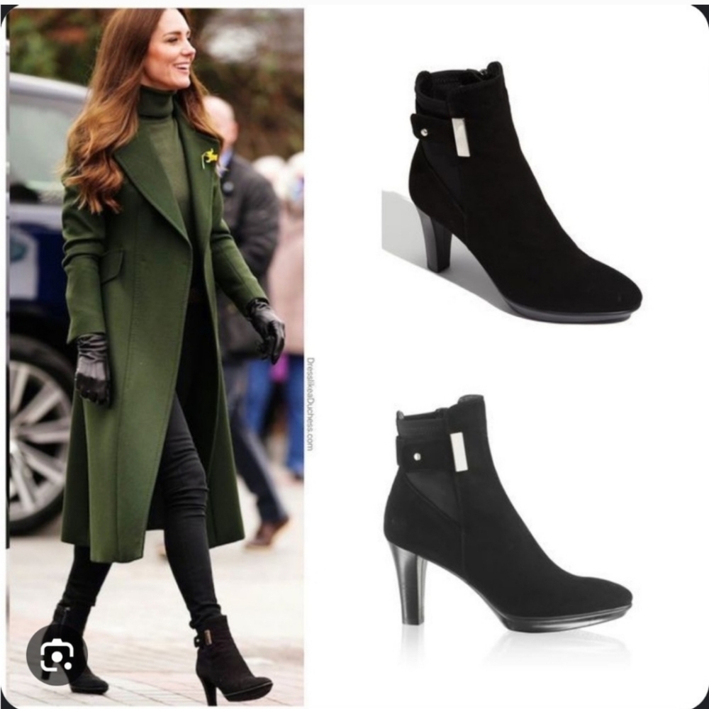 Aquatalia Royal Ruby Dry Suede Black Ankle Boots ASO Kate Middleton